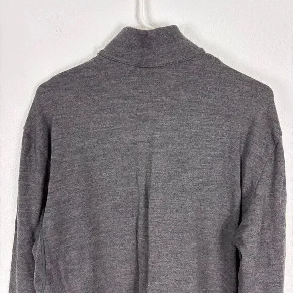 Icebreaker Grey 100% Wool Quarter Zip Pullover Sweater Men's Size Large - Picture 8 of 10